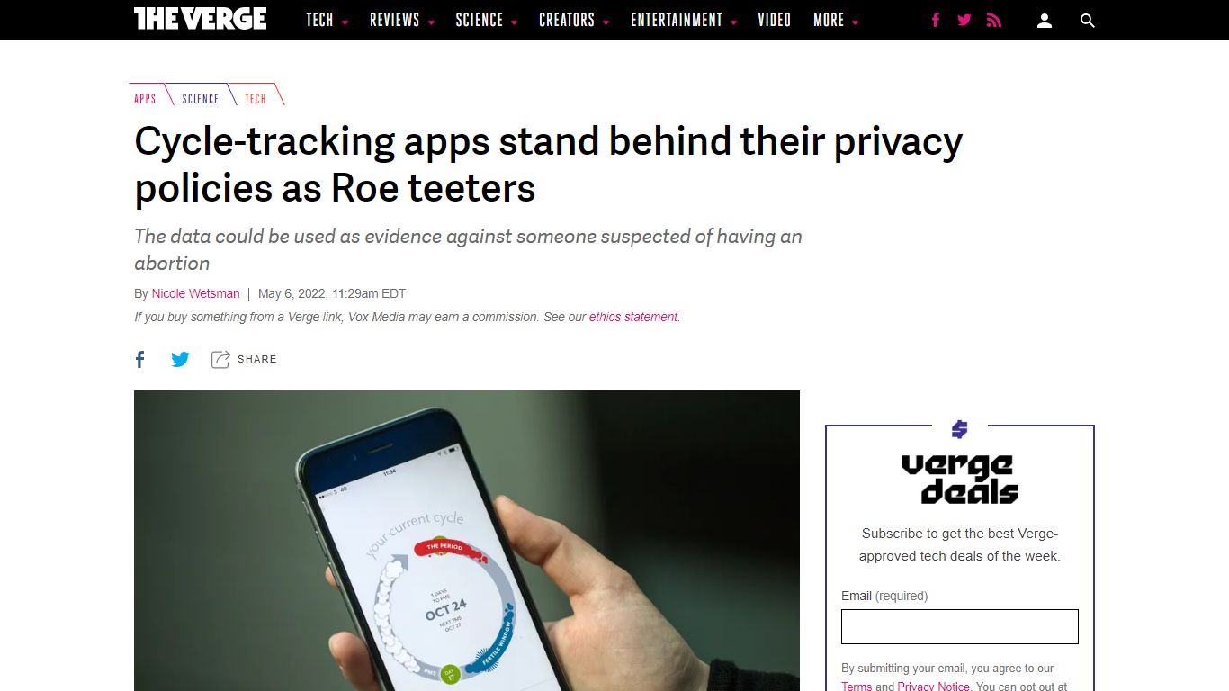 Cycle-tracking apps stand behind their privacy policies as Roe teeters